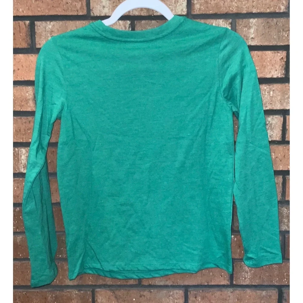 Cat & Jack Boys Green Bear with Sunglasses Long Sleeve Graphic Tee Shirt M 8/10